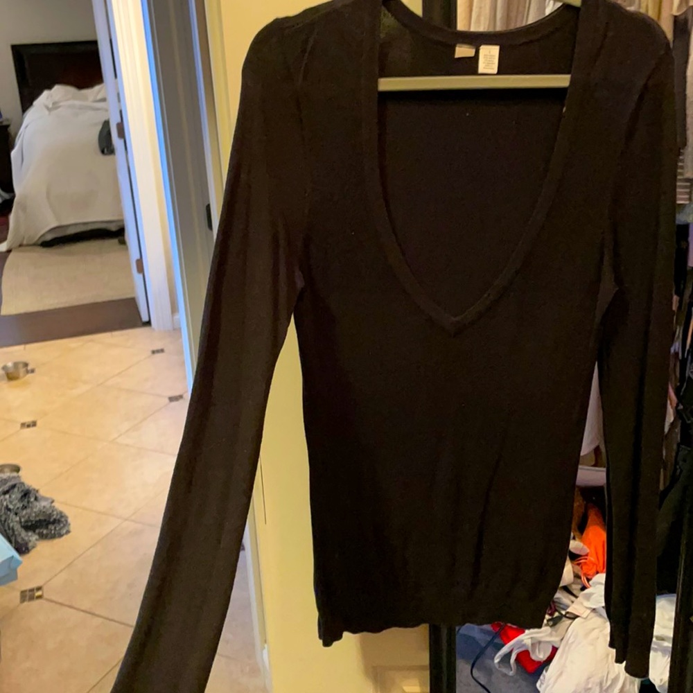 Black deep v neck sweater